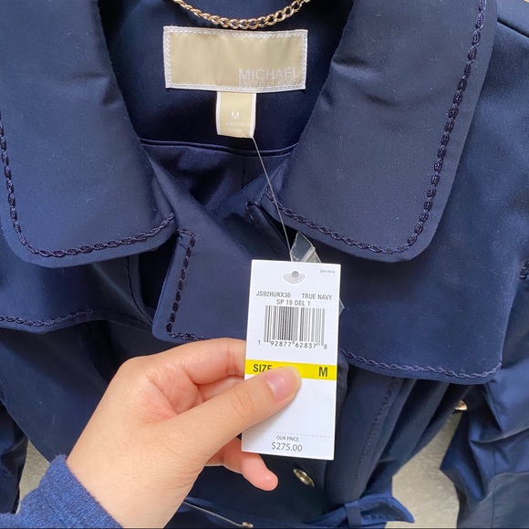 BNWT! MICHAEL KORS True Navy Long Trench Coat - Picture 5 of 7